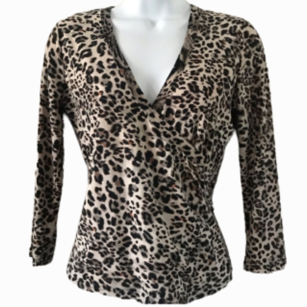 Sexy Wrap-Effect Blouse Top Animal Print